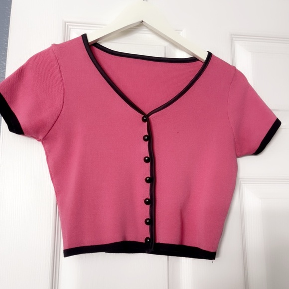 Pink Button-Up Women's Top - Picture 1 of 6